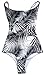 Qpladlse Swimwear Women's One Piece Swimsuit Reversible Lace-Up BathingSuit(FBA) (M, Black leaves)