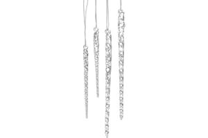 KURT S. ADLER Kurt Adler 3.5-5.5 Inch Clear Glass Icicle Ornament Set of 24 Pieces