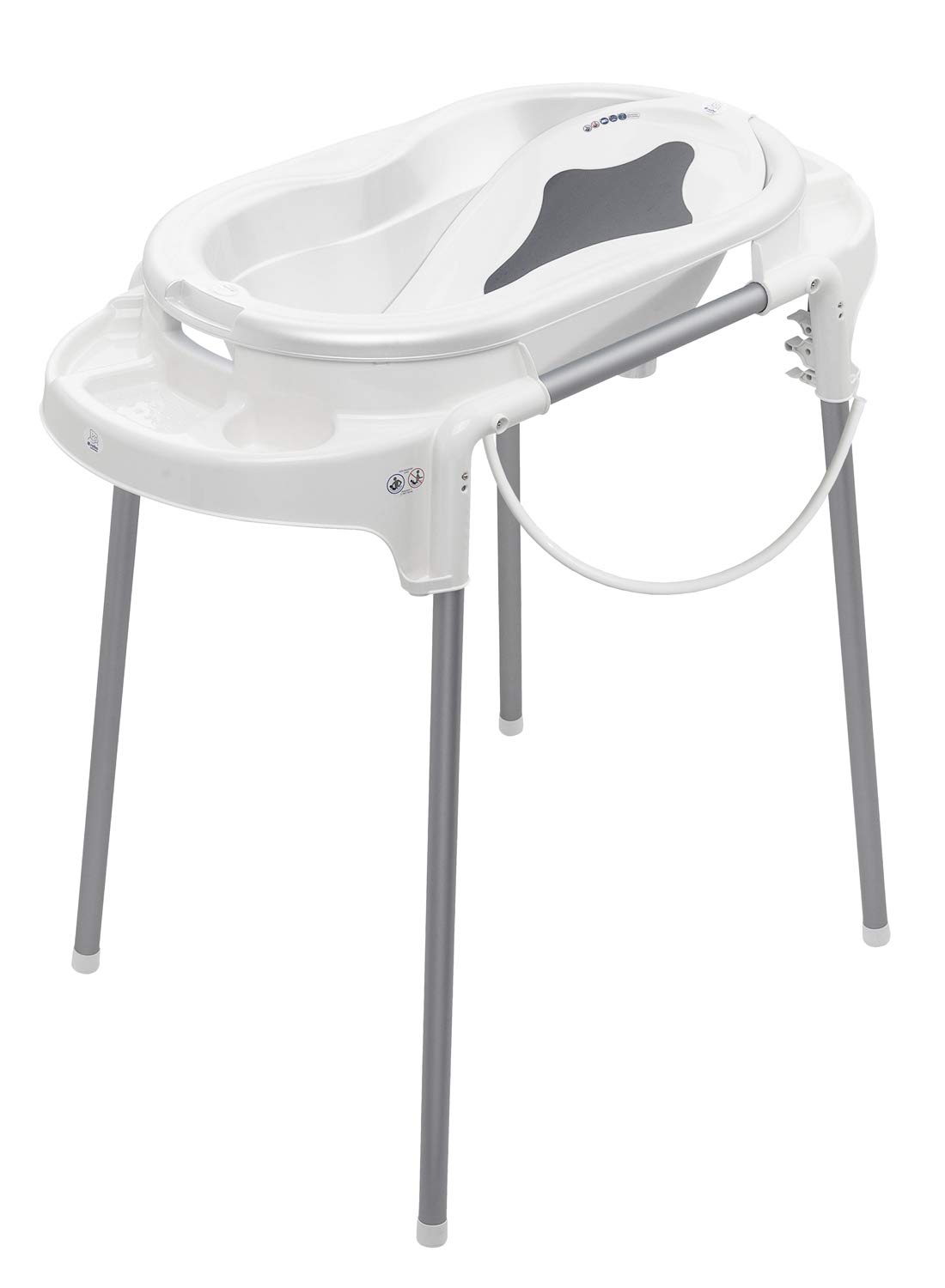Rotho Babydesign Bath Set with Bath Tub and Adjustable Stand, 0-12 Months, White, TOP Bath Set, 21042000101