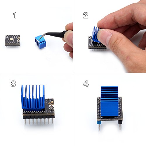 Upgrade Stepper Motor Driver Heatsink, FYSETC 3D Printer Parts Driver Heat Sink Aluminum Heatsinks Cooling Fin Drivers for Raspberry Pi LV8729 A4988 DRV8825 TMC2208 TMC2100 TMC2130 Driver-10 Pcs, Blue