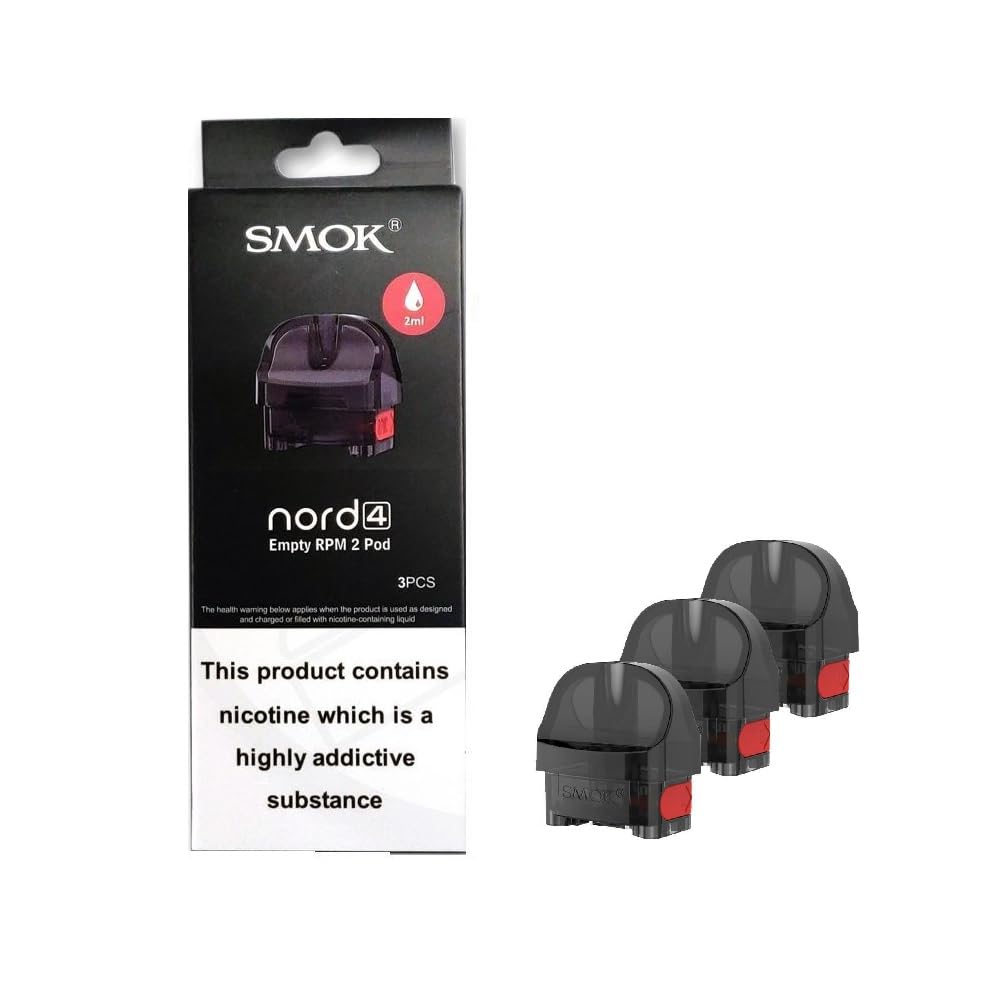 SMOK NORD 4 PODs [Pack of 3] - Empty POD Customize Your Own RPM2 Coils, Replacement For Nord4 Kit Only, Side Fill Design, Anti Leaking Silicon Plug, 2mL Capacity, No Nicotine No Liquid