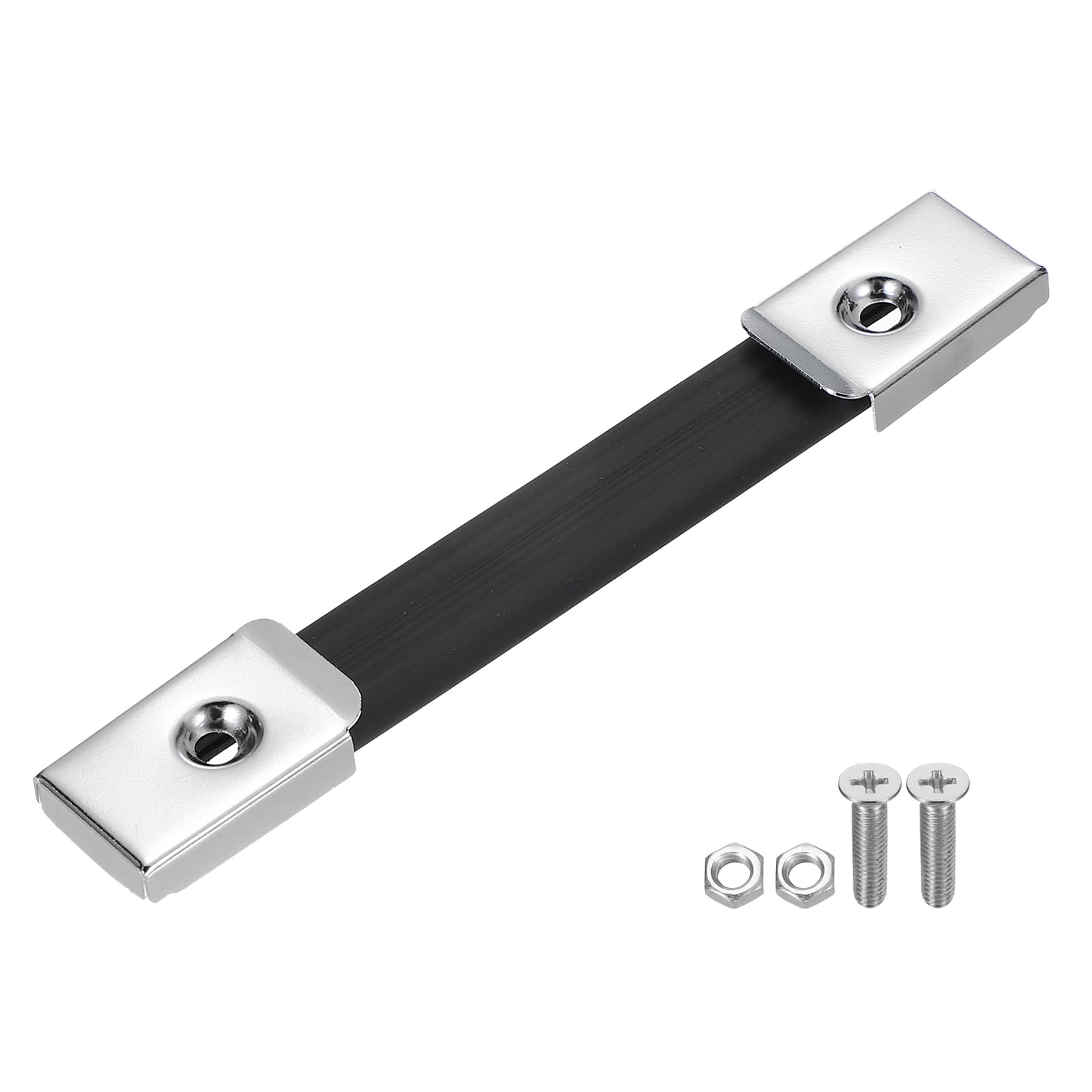 PATIKIL Handle Strap Replacement 6.3 Inch, Rubber Amplifiers Speaker Cabinet Strap Handle with Metal End Caps and Hardware Accessories, Silver Tone — image 1