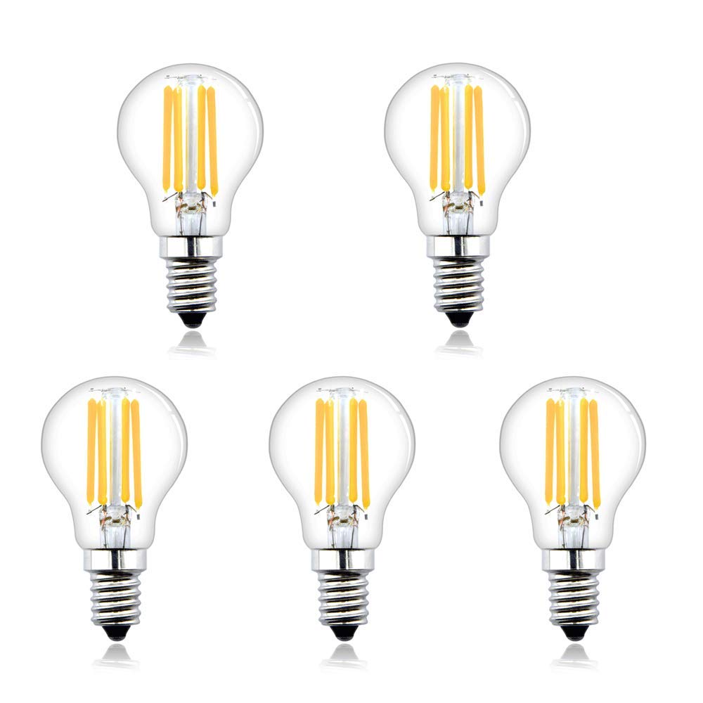 Bonlux E14 LED Filament Bulbs Dimmable,4W E14 SES Small Edison Screw LED Filament Lights, Vintage G45 Golf Ball Bulbs, 40W Retro Filament Light Replacement, Warm White 2700K (5-Pack)[Energy Class A+]