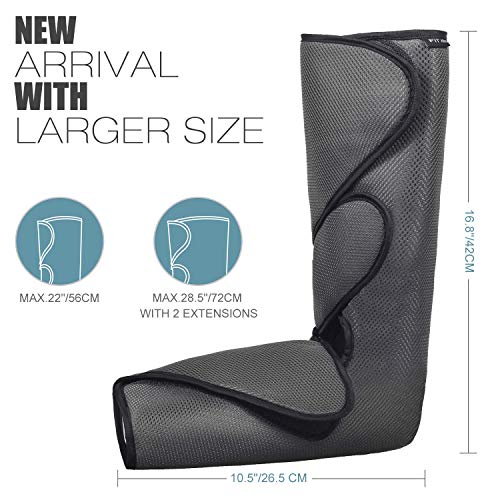 FIT KING Leg Air Massager for Circulation and Relaxation Foot and Calf Massage with Handheld Controller 3 Intensities 2 Modes(with 2 Extensions) (Renewed)