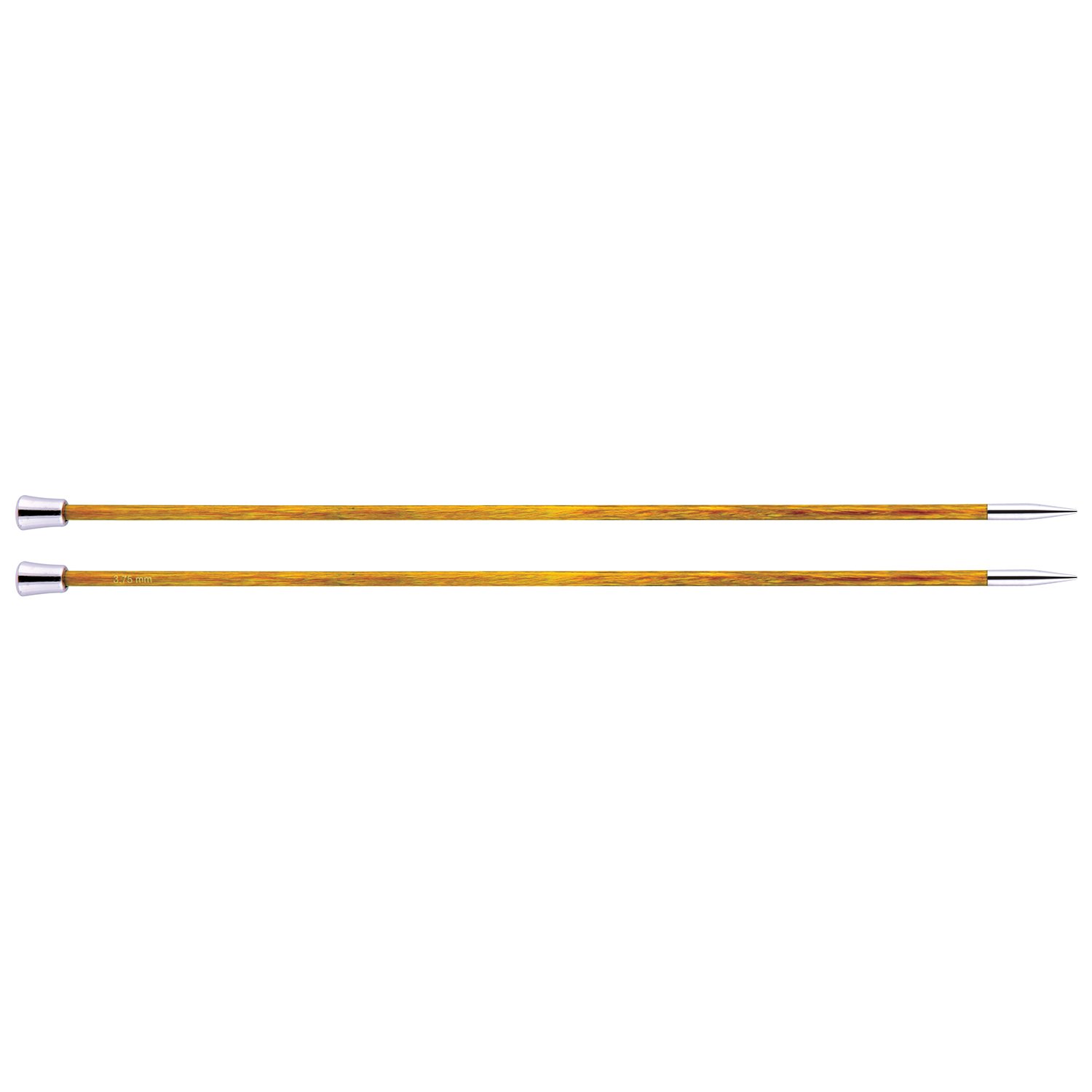 KnitPro Royale: Knitting Pins: Single Ended: 25cm x 3.75mm, Birchwood, brass, Multi-Colour, 3.75mm