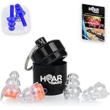 High Fidelity Reusable Earplugs by HearWard: Noise Reduction Ear Plugs for Sleeping, Concerts, Racing, Study &amp; Travel – Smaller Earplugs &amp; Water Blocking Swimming Ear Plugs Included