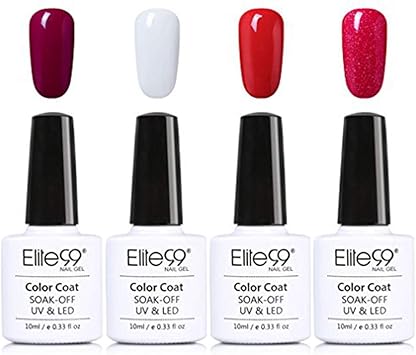 Elite99 Vernis 3 En 1 Semi Permanent 4pcs Vernis à Ongles Gel Uv Led Kit De Manucure Semi Permanent Soakoff Nail Art 010