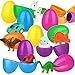 Baztoy Easter Eggs Plastic Bulk Easter Toy Gifts Party Favor Filler with Surprise Mini Toys contain Dinosaurs Vehicles Rabbits Stampers and Nestling, Decoration Resurrection Egg Toy for Kids Toddlers Boys and Girls (12 Pack)