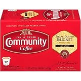 Community Coffee - Sugar Dusted Beignet Flavored Medium Roast Coffee - 12Count Single Serve, Compatible with Keurig 2.0 K Cup Brewers, Full Body Bold Taste, 100% Arabica Coffee Beans