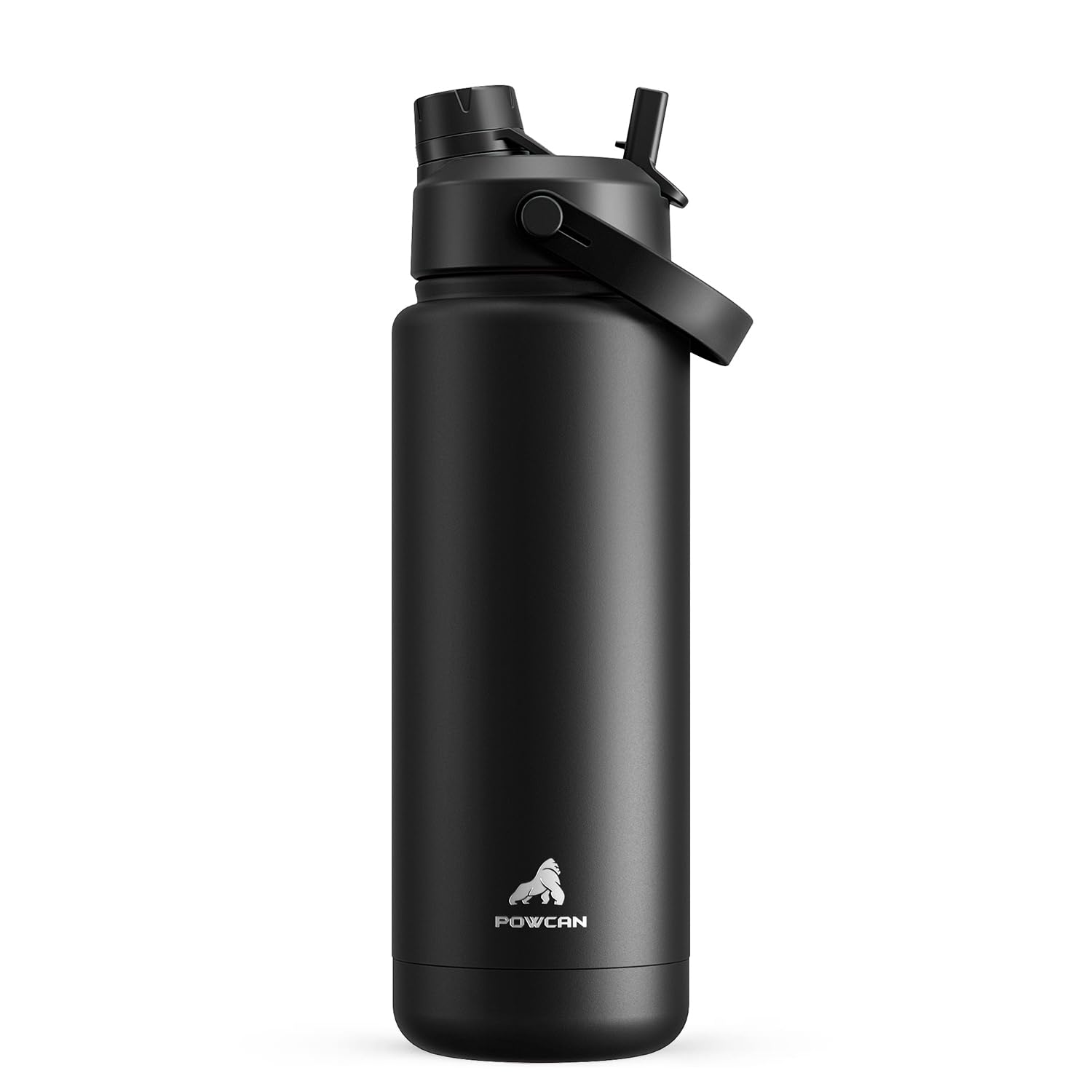 Photo 1 of **MAJOR DAMAGE**
POWCAN 32 oz Insulated Water Bottle with 2-in-1 Straw and Spout Lid, Keep Cold 24H, Leak-Proof, BPA-Free, Double Wall Stainless Steel Water Bottle for Sports, Gym, Travel, and School (Dark Knight)