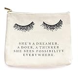 Eyelash Dreamer Makeup Bag | Inspirational Romantic Bride Gift for Her Makeup Organizer Make Up Bag Canvas Bag Toiletry Bag Cosmetic Bag Travel Accessories