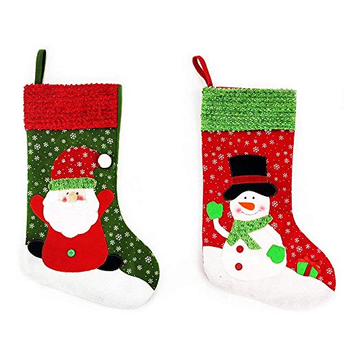 zhihu Various Styles Stockings for Santa Christmas Santa's Stockings Gifts Baskets Candy Holiday Candy Gift Bag and Treat Bags On Christmas Xmas Party Decorations (C-Set of 2)
