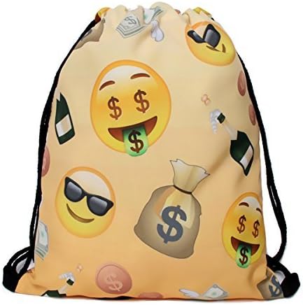 Men's Women's Print Shoulder Drawstring Bag Backpack String Bags School Rucksack Gym Handbag (animals,foods)15"x11" (DB-111)