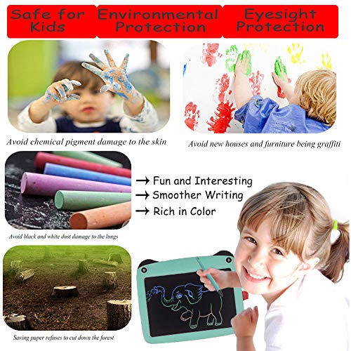 9" inch Writing &Drawing Board Doodle Board Toys for Kids,mom&myaboys Birthday Gift for 4-12 Years Old Kids Color LCD Writing Tablet with Stylus Smart Paper for Drawing Writer (Green-pa)