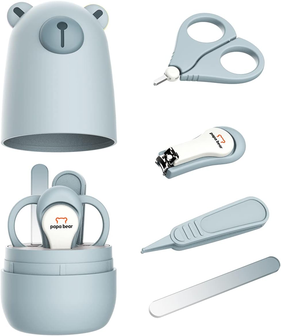 PAPABEAR Baby Nail Clippers Set with Cute Case Infant Nail Kit