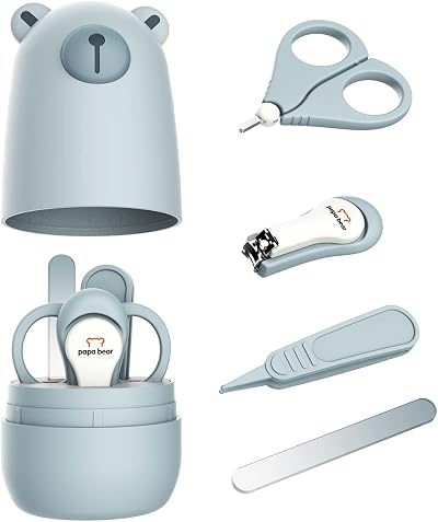 PAPABEAR Baby Nail Clippers Set with Cute Case Infant Nail Kit