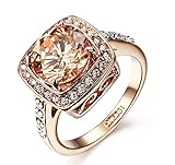 Yellow Shinning Cubic Zirconia Topaz Rings For Women 18K Rose Gold Plated
