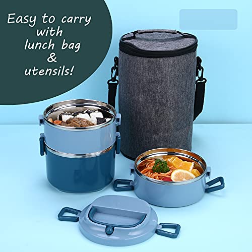 Stackable Lunch Box,YFBXG 3 Tier Stainless Steel Thermal Bento Lunch