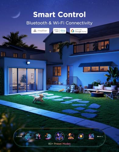 Govee Outdoor Wall Floodlight, 3000lm 6500K PIR Sensor, IP65 Security Light | RGBWW Garden Lights, PIR 120°/48ft Motion Sensor, Luminblend+ 10000K, 80+ Scenes, Alexa, Google, Matter, Backyard & Balcony