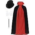 renvena 4PCS Boys Magician Outfits Cloak Cape + Hat + Gloves + Magic Wand for Halloween Themed Party