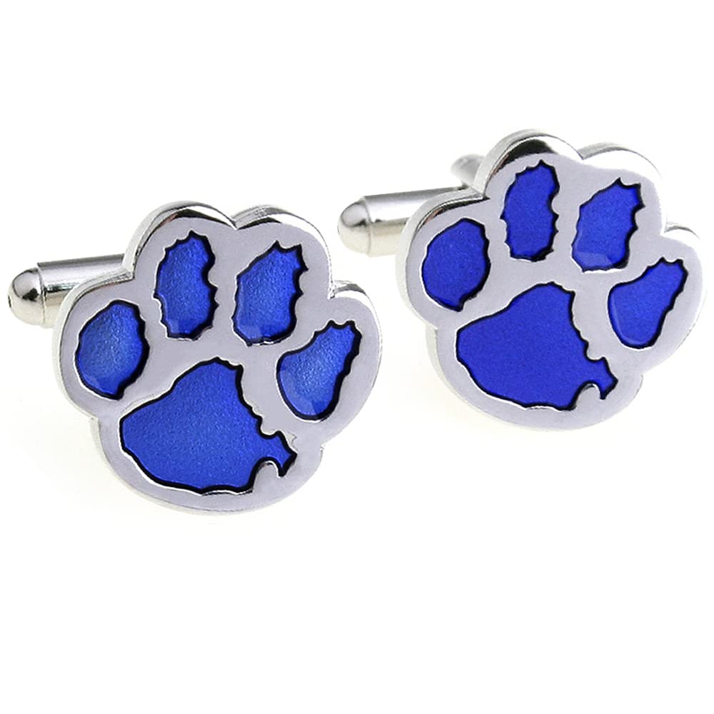 HONEY BEAR Footprints Bear's Paw Cufflinks for Mens Wedding Marriage Gift(Blue)