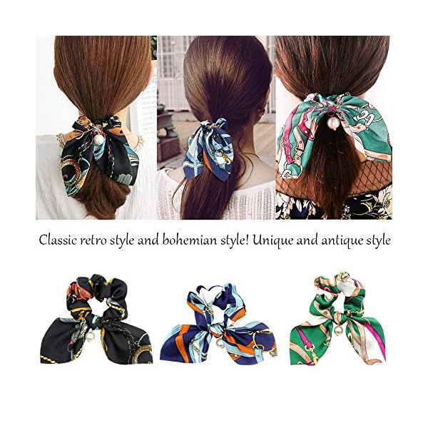 Pañuelo para el Cabello,COTEY 8 Piezas Banda Pelo de Flor de Gasa Universal Portátil Multipatrón Saten Scrunchies de… | DeHippies.com