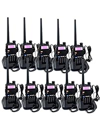 Retevis RT-5R Radios bidireccionales de banda dual Recargables walkie talkies de largo alcance con auriculares originales (paquete de 10)