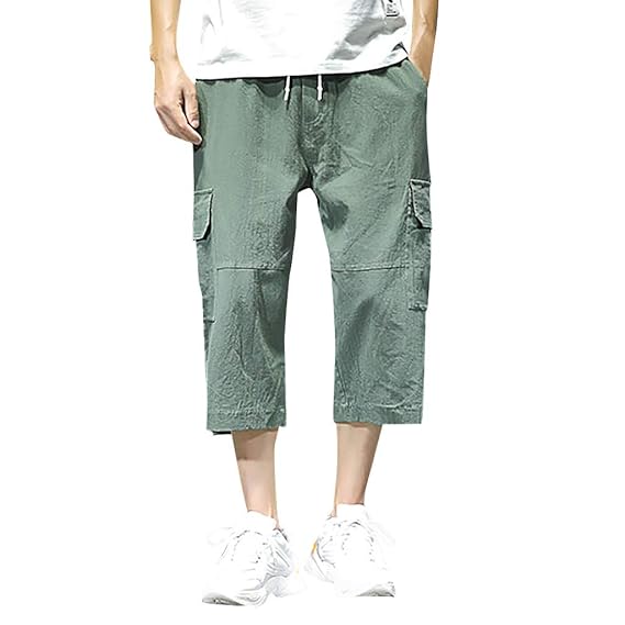 mens cropped cargo trousers