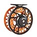 Fiblink Saltwater Fly Fishing Reel with Large Arbor 2+1 BB, CNC machined Aluminum Alloy Body and Spool (5/6 Wt, Orange)