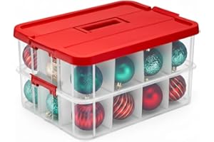 Tribello 2-Layer Christmas Ornament Storage Box Plastic - 24 Compartment Cchristmas Decoration Storage Box