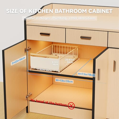 iHomara 2 Pull Out Drawers, 53cm Deep Drawer Cupboard Drawer Kitchen Drawers with Nano Adhesive and Screws for Kitchen, Bathroom, 53cm Depth x 30cm Width, 16cm Height 1