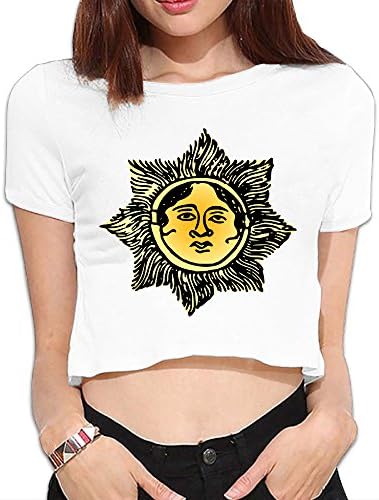 Just Chill Out Women's Sun Sunshine Face Sexy Midriff T-Shirt White