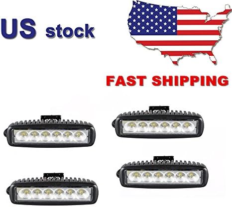 Led light bar Primeprolight 6inch 4Pcs 18W LED Flood Light Work Light Led light bar Fog Lights Bar Driving led Lights Jeep Cabin Boat Ship SUV Truck Car ATV IP67