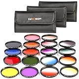 58mm Lens Filter kit, K&F Concept 58mm 18pcs Round Filter Set 9pcs Full Color Filter Kit +9pcs Slim Graduated Filter Kit +Filter Pouch