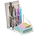 Premium Clear Acrylic Desktop Office Supplies Organizer w/ Post It Note Pad Holder, Mail Storage & 3 Pencil Slots