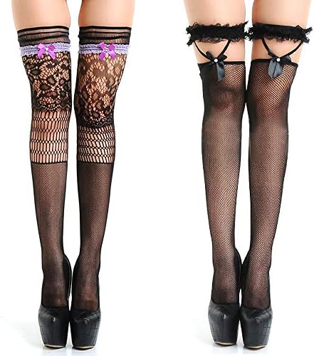 Lady Up Fishnet Tights Garter Belts Tights Pantyhose Lace Stockings for Sexy Women 5 Pairs