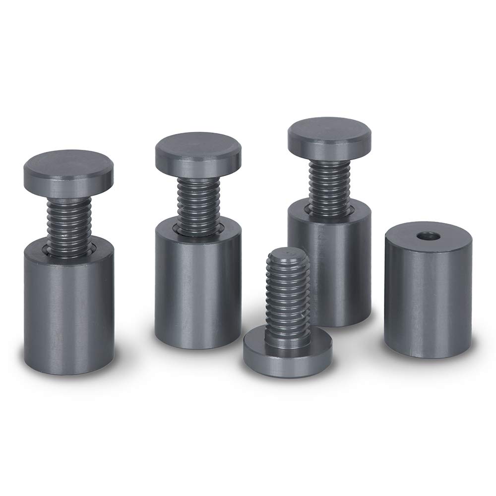 PrecisionGeek® Aluminium Sign Standoff Mounts, CNC Machined Wall Fixing Bolts for Acrylic, Glass, Metal and Picture Frames, Ø20mm x 25mm (Grey)