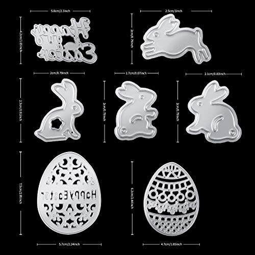 image for Norme 7 Pieces Happy Easter Metal Cutting Dies Easter Eggs Bunny Rabbi