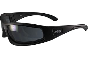 Global Vision Triumphant Padded Riding Safety Sunglasses For Men & Women Shatterproof Polycarbonate Lens UV400 Scratch-Resistant Vented EVA Foam Motorcycle Sunglasses Black Frame w/Smoke Lens