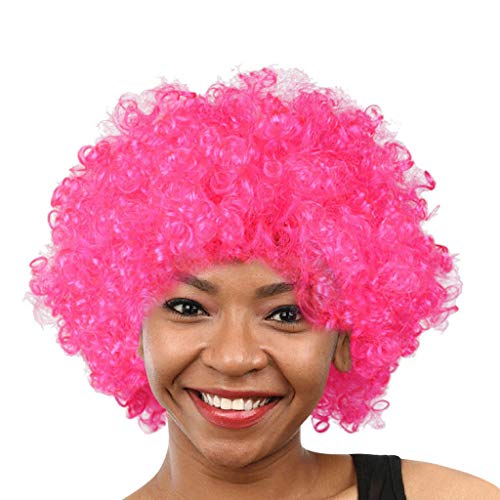 image for Jhualeek Fluffy Afro Synthetic Clown Curly Wave Wig for Men Women Cosp