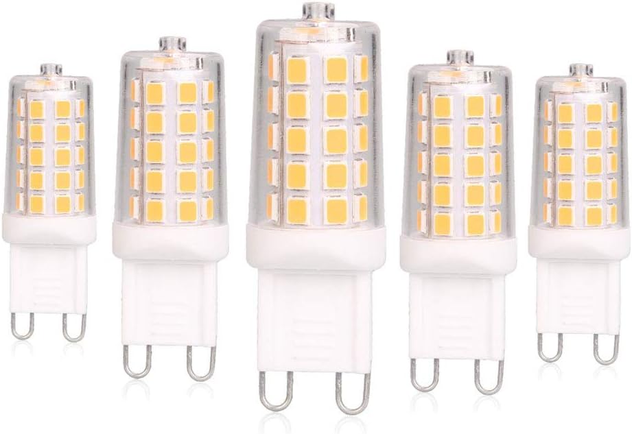 Dimmable G9 LED bulb ( 40W Equivalent ) 2700K Warm White Energy Saving G9 Cap for Chandelier Lights Table lamps, RV Light , 5 Pack