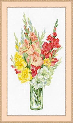 RIOLIS Cross Stitch Kit - 1446 - Bouquet of Gladioli, Multi, 26cm x 48cm
