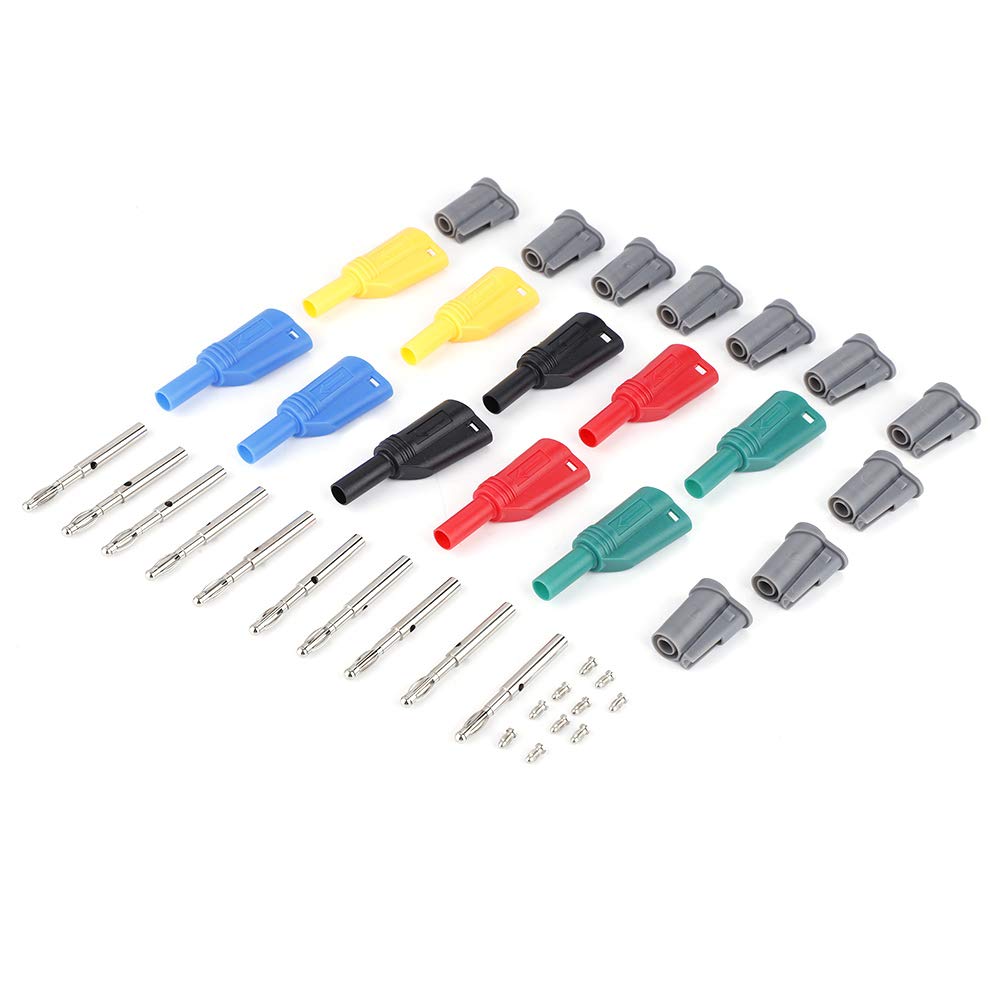 10 Sets Banana Plug Connectors P3005 Banana Plugs Stackable Connectors Welding/Assembled Screw Fixing, 4mm Banana Connector Adapter Multimeter Test Leads Probes