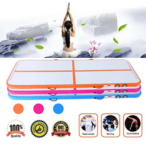 Simoner 10ft Inflatable Air Track, 3Mx1M Tumbling Mat, Gymnastic Yoga Airtrack, Trampoline Floor Mat for Indoor Home Gym/Outdoor Training (Blue) - Thumbnail 3