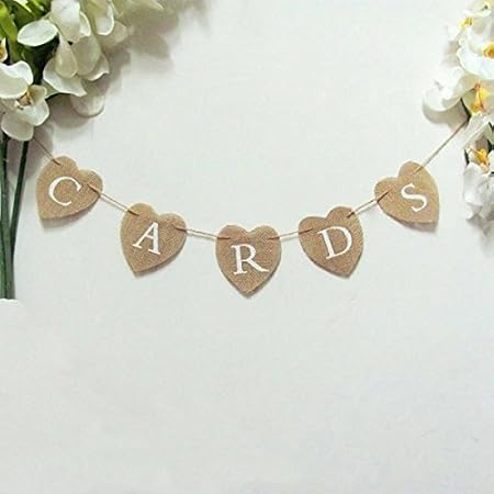 Amazon Com Pixnor Cards Heart Shape Hessian Bunting Banner Rustic Party Decoration Kitchen Dining