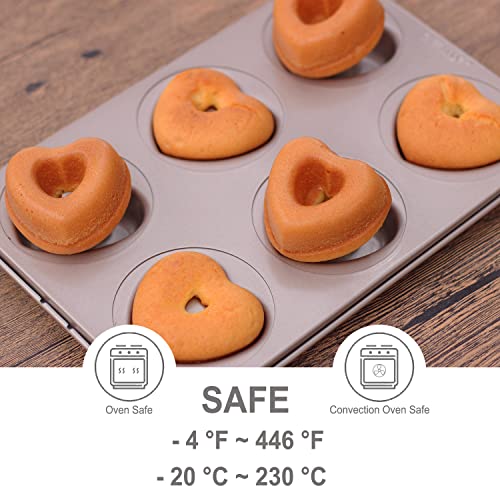 CHEFMADE Donut Mold Cake Pan, 6-Cavity Non-Stick Heart-Shaped