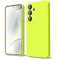 oakxco for Samsung Galaxy S24 Plus Case Neon Green Liquid Silicone, Fluorescent Bright Solid Color, Soft Rubber Gel Elegant Thin Slim TPU Matte Smooth Case Aesthetic Phone Cover for Women Girl, Lime