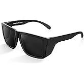 MAXJULI XXL Size Double Extra Large Z87 Sunglasses with Side Shield for Big Wide Heads Men TR90 Ultralight UV400 Protection Glasses 8228S (Black)