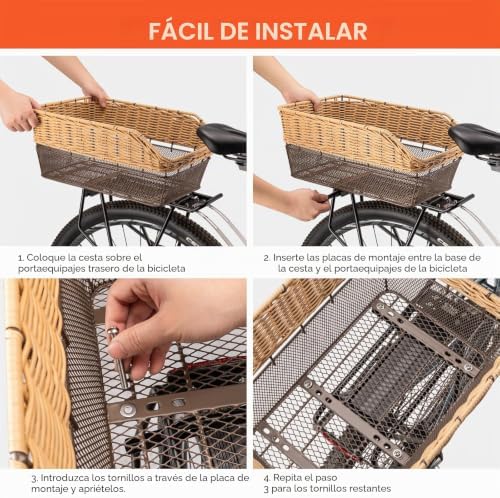 Cesta trasera grande para bicicleta, 25 L, con capacidad de carga de hasta 20 kg, base de metal, cesta para mochila escolar, resistente a la intemperie, no se oxida, bicicleta eléctrica en