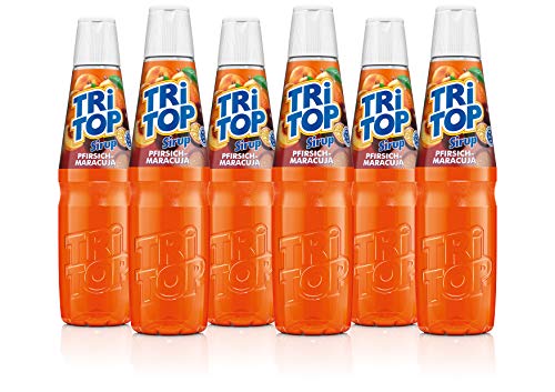 TRI TOP Pfirsich-Maracuja | kalorienarmer Sirup für Erfrischungsgetränk, Cocktails oder Süßspeisen | wenig Zucker (6 x…